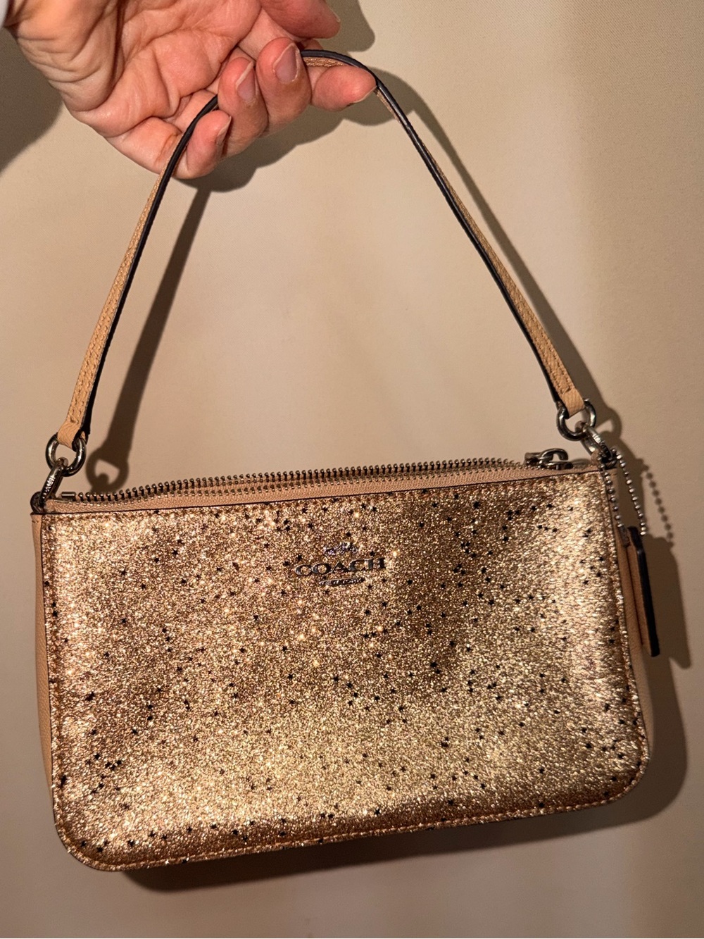Coach Glittery Gold with Black Stars Leather Purse F39656